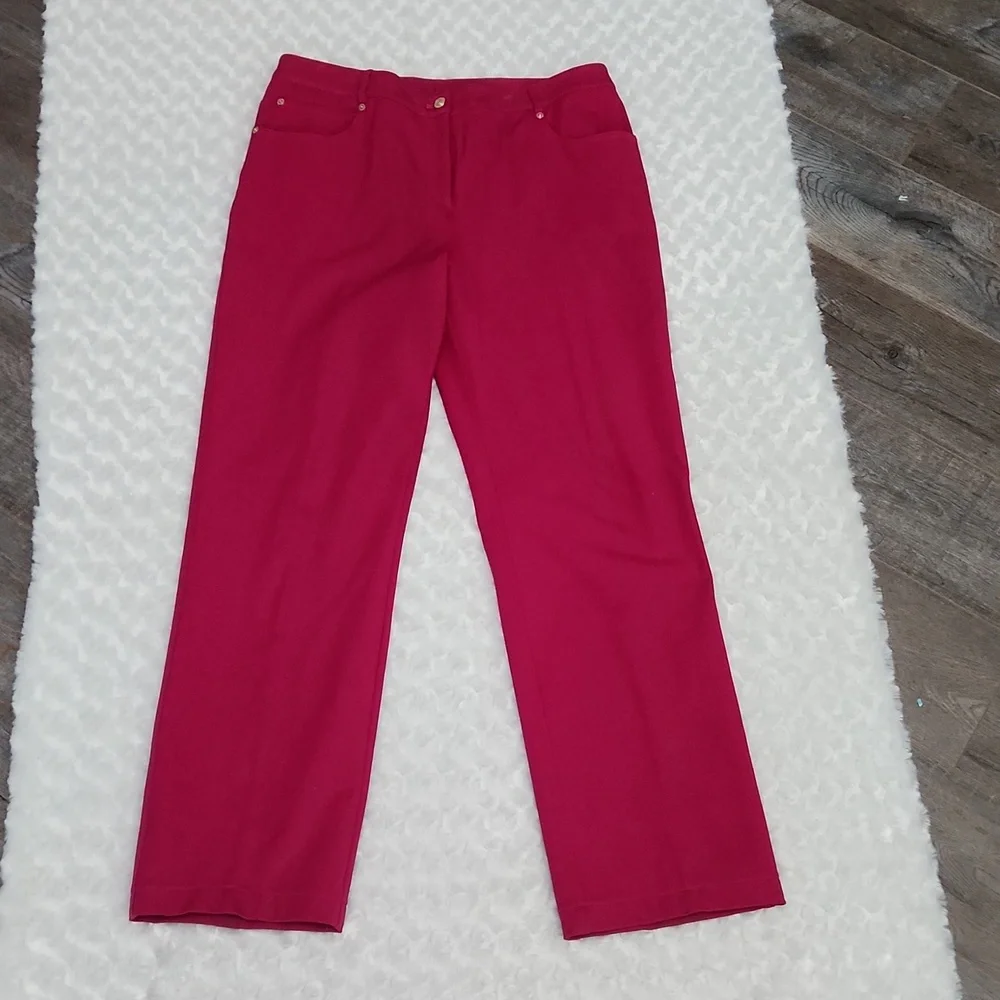 St. John Yellow Label Red Heavyweight Twill Pant Size 12 - Picture 1 of 9